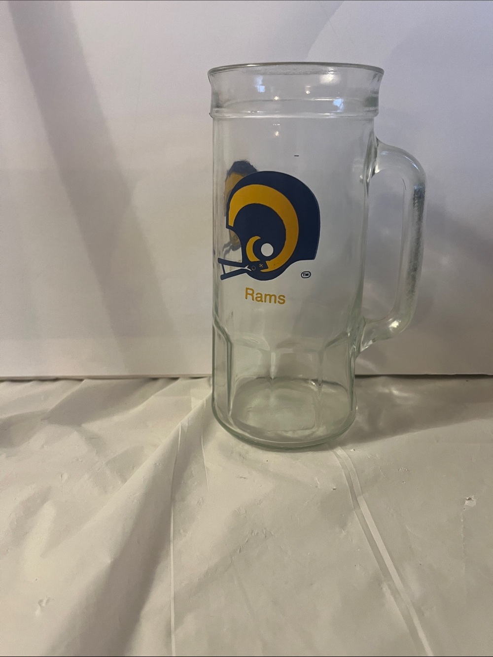 Vintage Glass Fisher Nuts Jar Beer Mug Stein LA RAMS